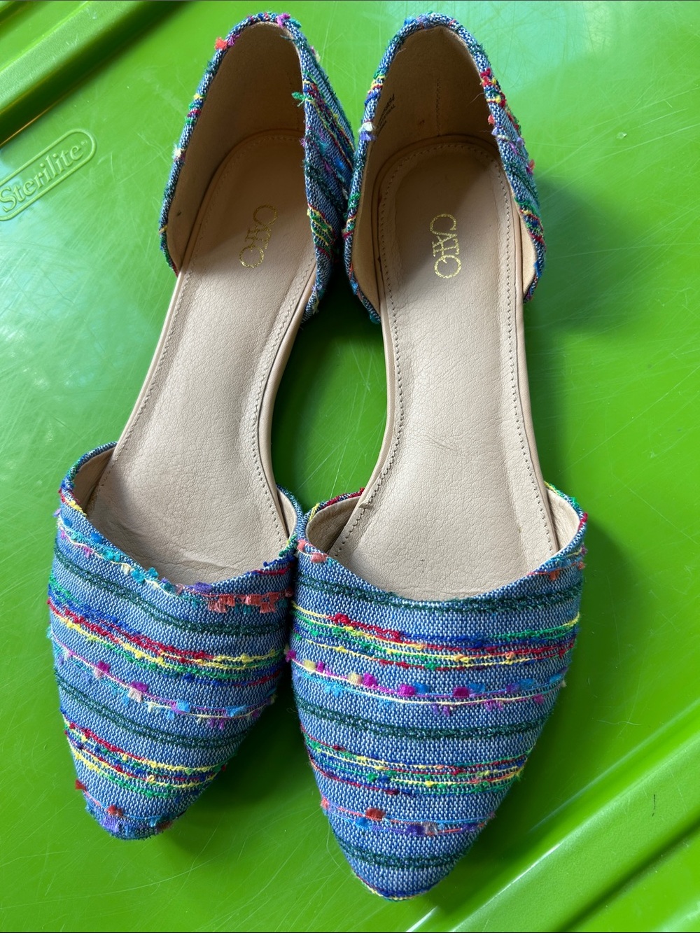 Cato Blue Multicolor Striped D'Orsay FlatSize 9